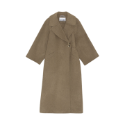 (W) Ganni Long Wool Coat Petrified Oak