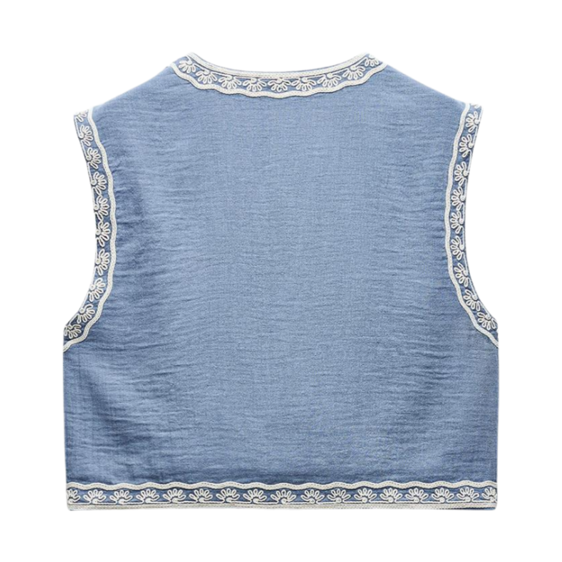 (W) 자라 자수 숏 질레 블루((W) Zara Embroidered Short Gilet Blue) - 2