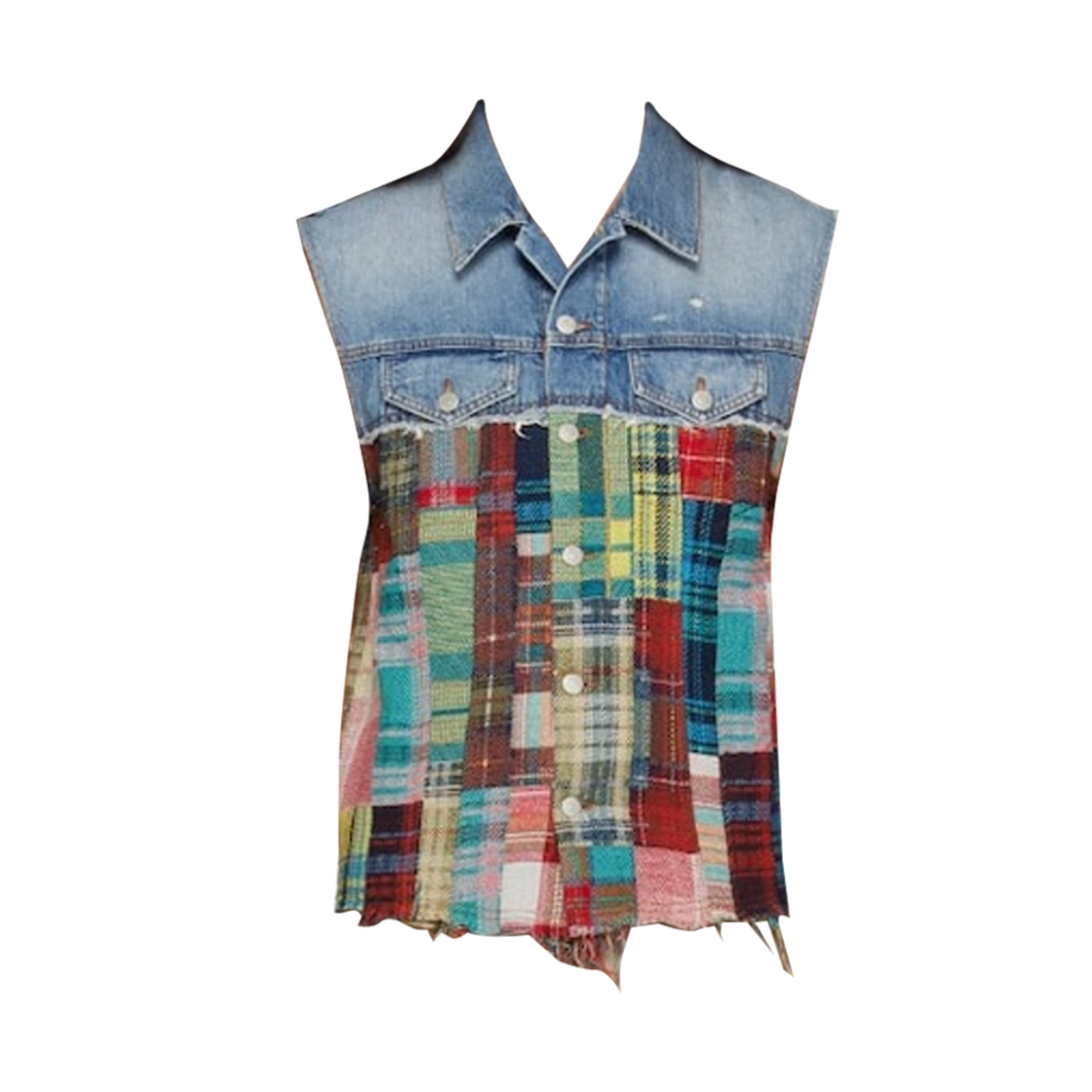 B90705-863 Acne Studios Multicolor Patchwork Vest Mid Blue