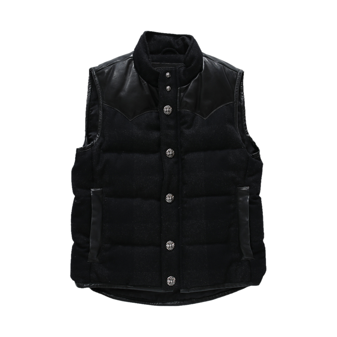 888842424242 Hansroom Chrome Heart Flare Leather Patch Vest