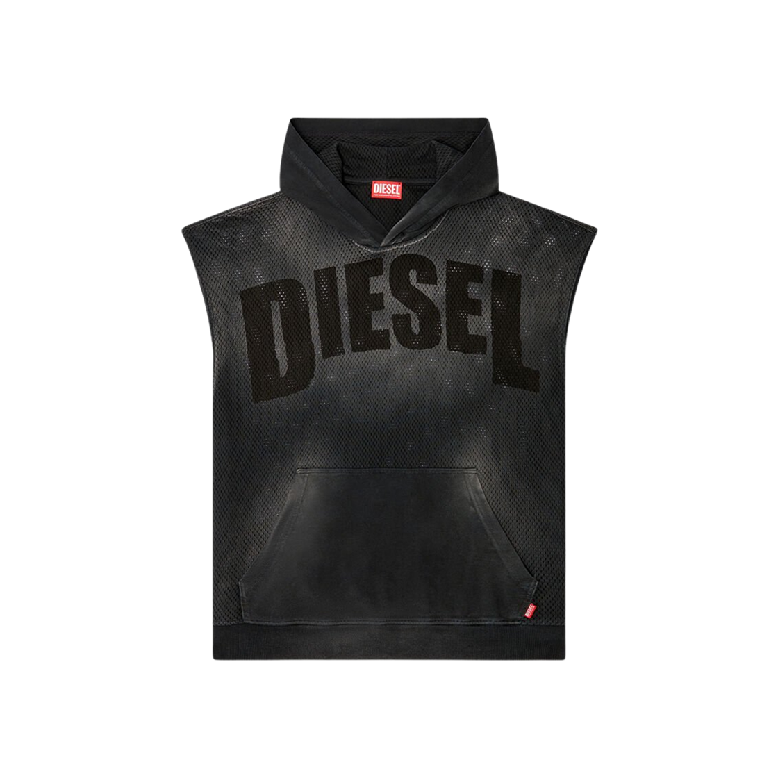 디젤 S-박스트-Sl-메쉬 메쉬 저지 슬리브리스 후드 블랙(Diesel S-Boxt-Sl-Mesh Sleeveless Hoodie in Mesh and Jersey Black)