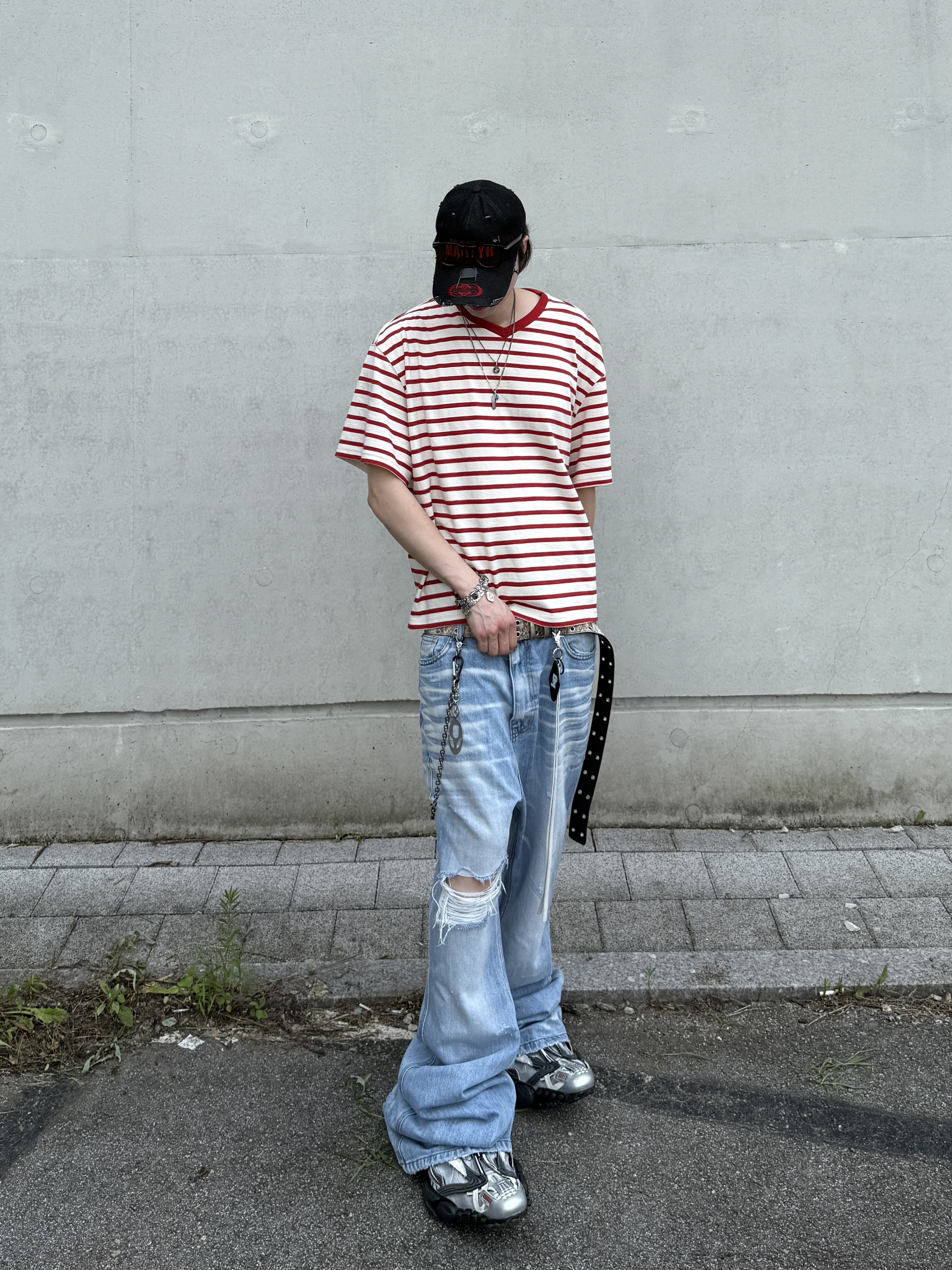 Balenciaga Reptile Sneaker Multicolor, MJD x Kamien Double Hole Belt Oak Brown 착용 스타일 - 2