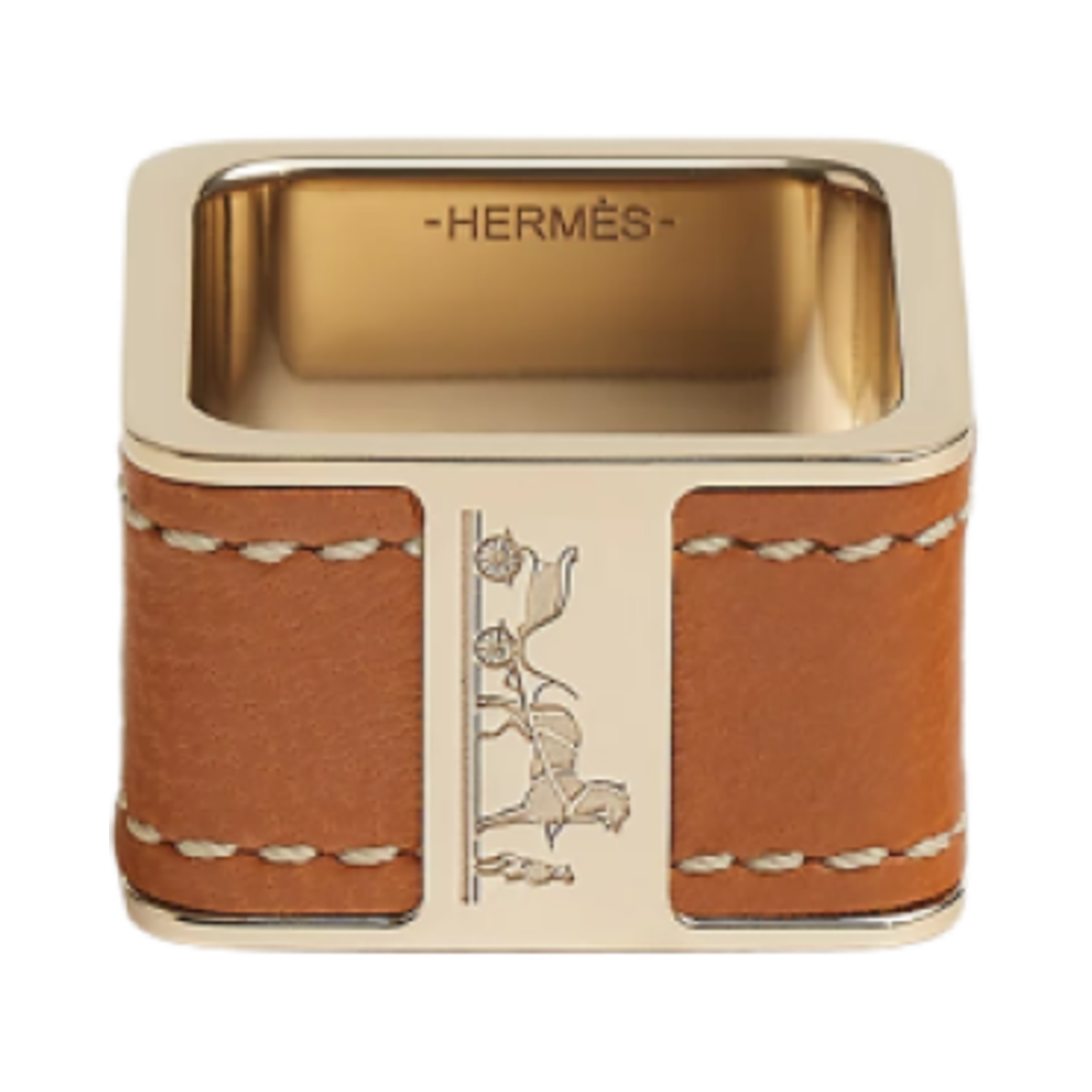 에르메스 볼뒥 셀리에 스카프 90 링 램스킨 & 팔라듐 하드웨어 마론 알장(Hermes Bolduc Sellier Scarf 90 Ring Lambskin & Palladium Marron Alezan) - 1