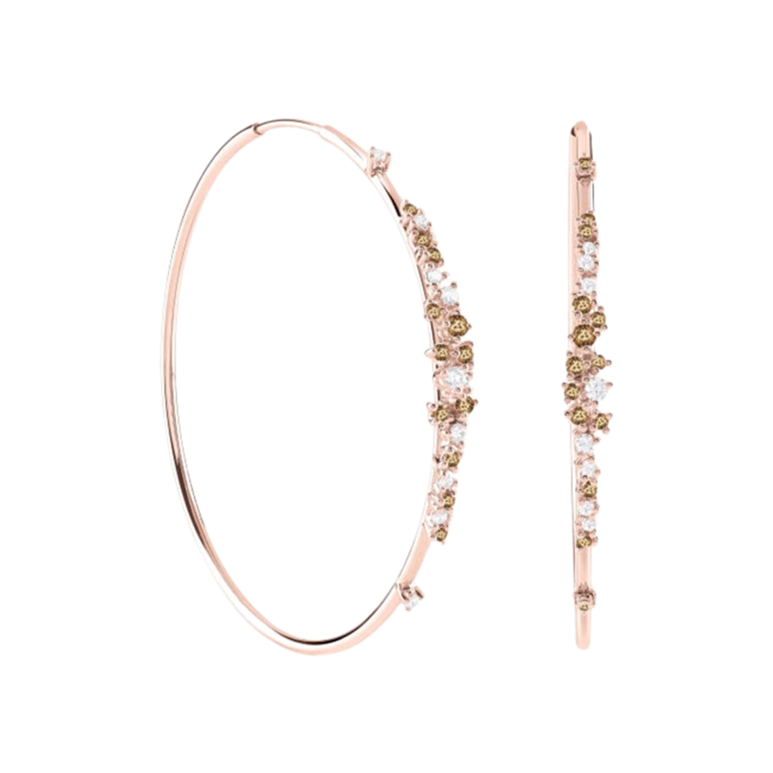 20091842 Damiani Mimosa White Diamonds Brown Diamonds Earrings Pink Gold