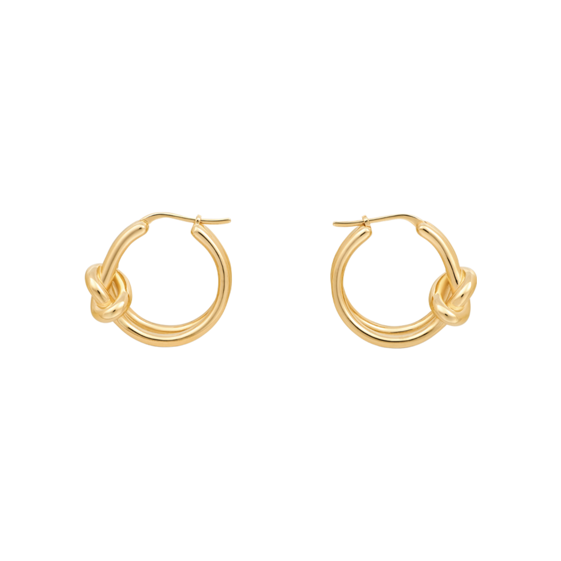 (W) 셀린느 노트 더블 훕 브래스 골드 피니쉬 골드((W) Celine Knot Double Hoops in Brass with Gold Finish Gold) - 2