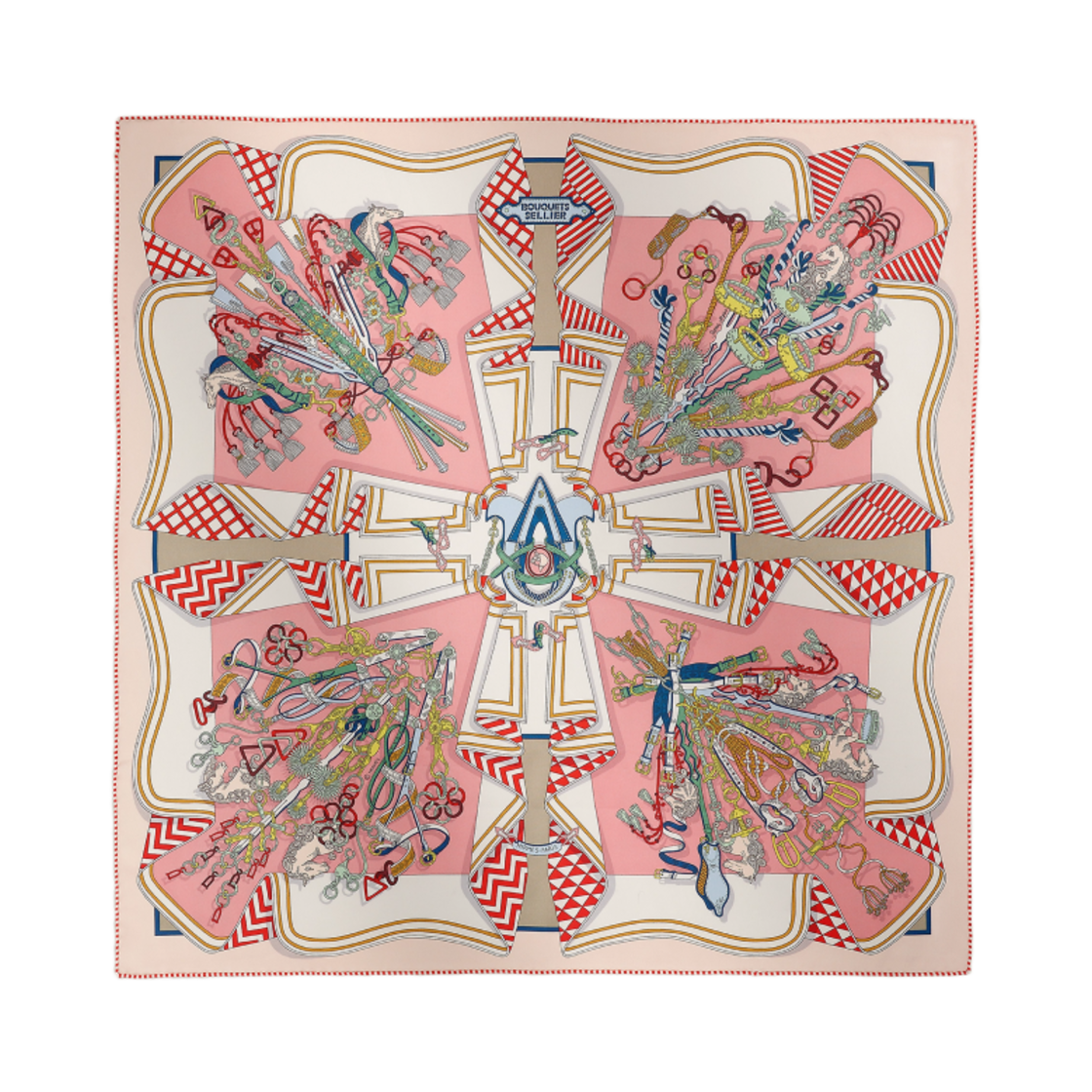 에르메스 부케 셀리에 스카프 70 로즈 블랑 멀티꼴로르(Hermes Bouquets Sellier Scarf 70 Rose Blanc Multicolore) - 1