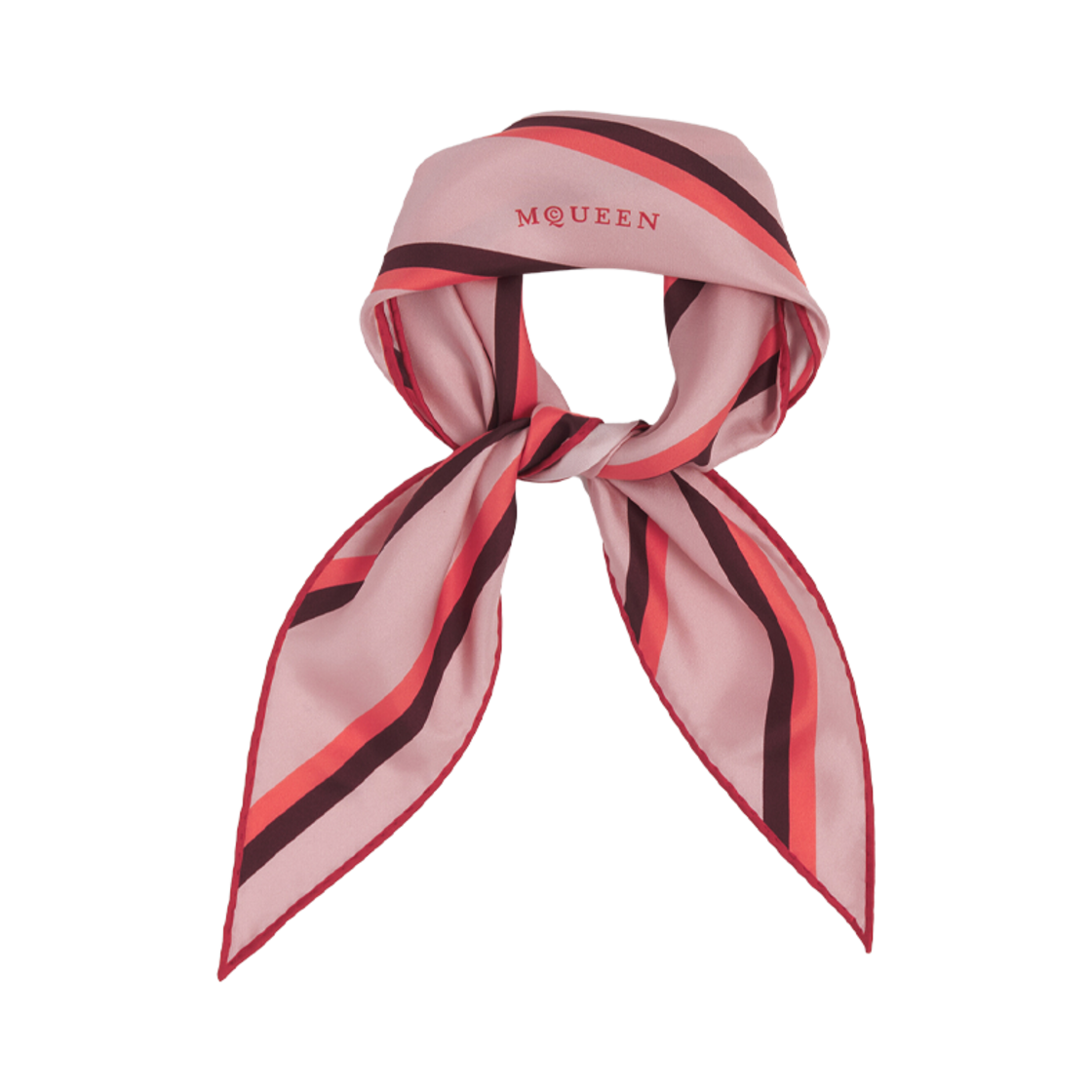 8160413001Q5974 Alexander McQueen College Stripe Losange Scarf Pink Red