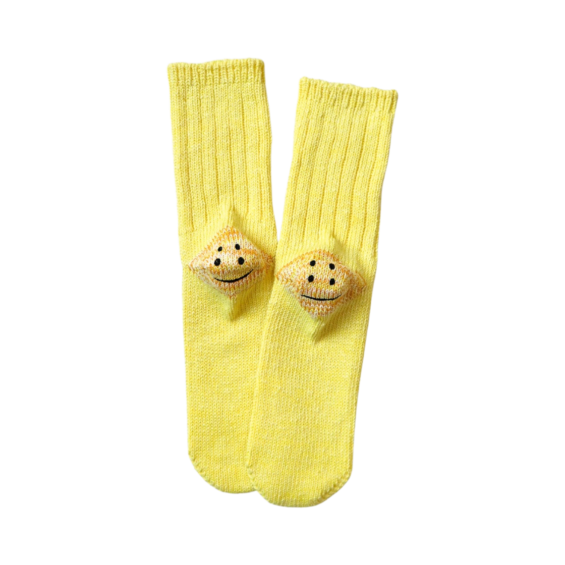 EK-1363/XSA Kapital 56 Pieces 3×1 Rib Rainbowy Happy Heel Socks Yellow