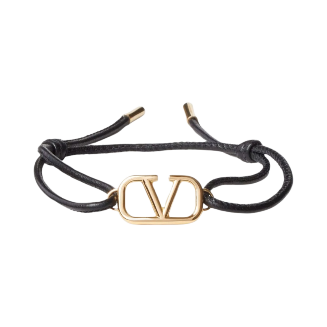 발렌티노 가라바니 V 로고 시그니쳐 레더 브레이슬릿 블랙