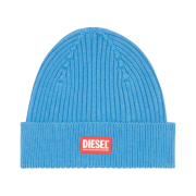 Diesel K-Coder-G 2X2 Ribbed Beanie with Logo Patch Blue