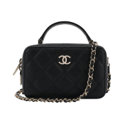 Chanel Vanity With Chain Grained Shiny Calfskin & Gold Black