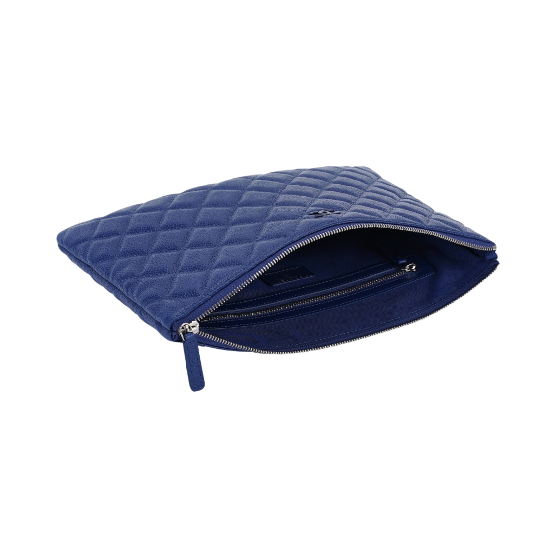 샤넬 클래식 미디움 케이스 그레인드 카프스킨 & 다크 블루(Chanel Medium Classic Pouch Grained Calfskin & Dark Blue) - 4