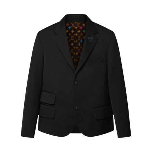Louis Vuitton Embroidered Signature Wool Tailored Jacket Black