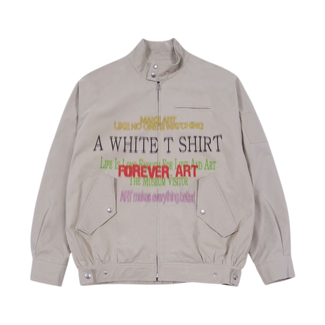 더뮤지엄비지터 레터링 프린티드 코튼 블루종 베이지