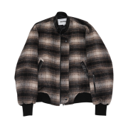 Haleine Leather Patched 3D Finger Hole Bomber Blouson Brown Check