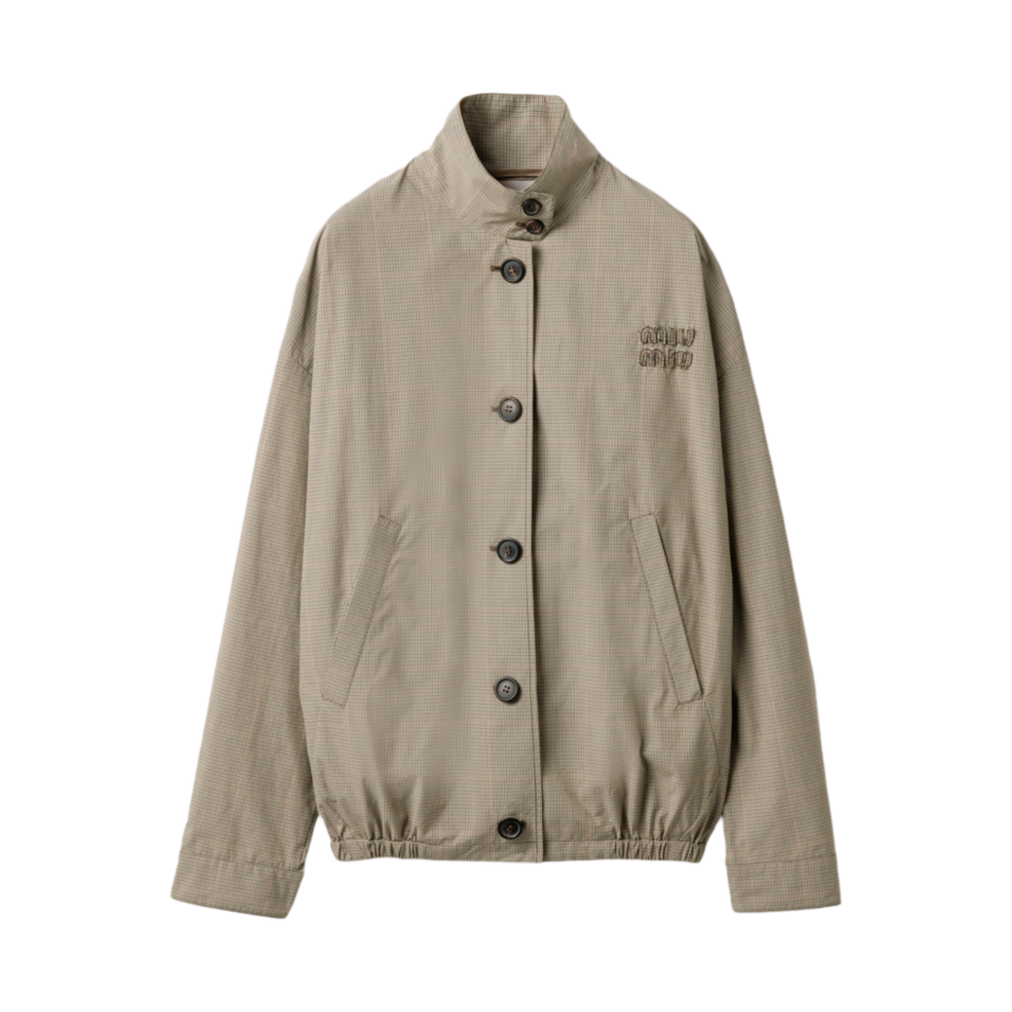 ML1046-16MO-F0393 (W) Miu Miu Technical Checked Blouson Jacket Olive Green