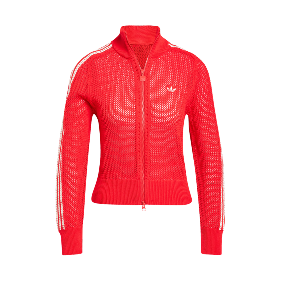 (W) 아디다스 오리지널스 프리미엄 크로셰 트랙탑 베러 스칼렛 - KR 사이즈((W) Adidas Originals Premium Crochet Track Top Better Scarlet - KR Sizing)
