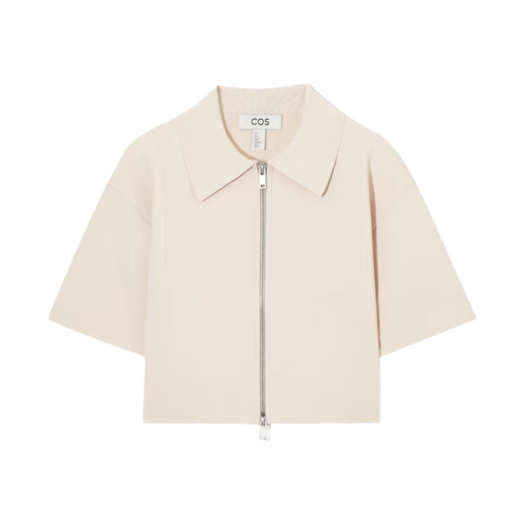 1198898002 (W) COS Short Sleeved Cropped Knitted Jacket Cream