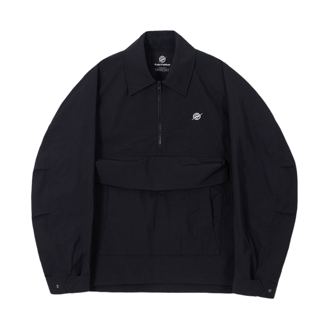 KB1JK1071MBK KALA PATTHAR Nylon Taslan Half Zip-Up Anorak Jacket Black