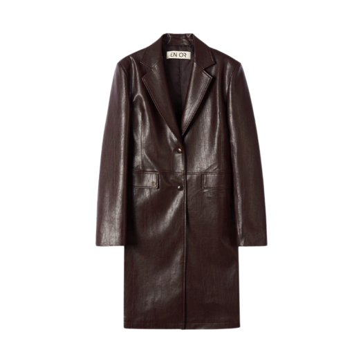 BCFWCT003 En Or Women Leather Fitted Half Coat Brown