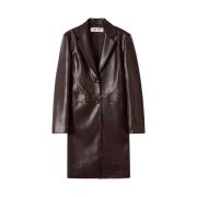 Enor Women Leather Fitted Half Coat Brown