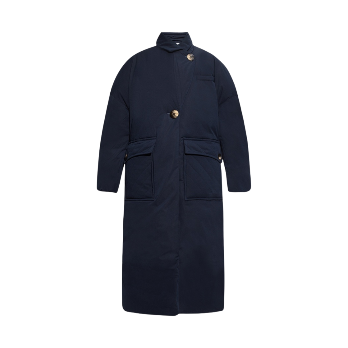 F6446-683 (W) Ganni Oversized Technical Coat Sky Captain
