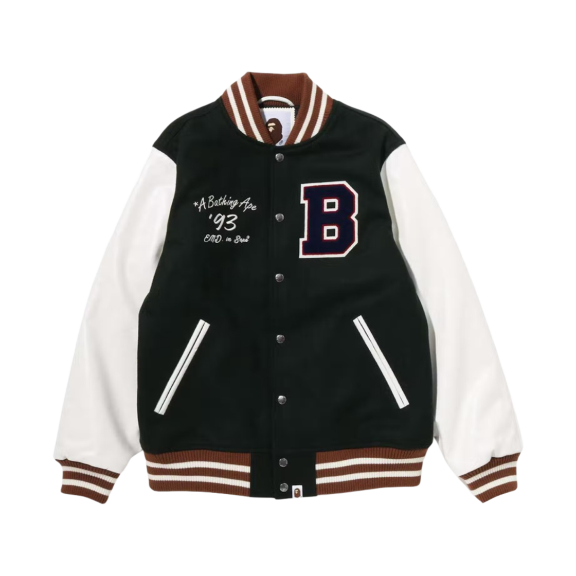 001HJI731906C BAPE x END. Bowling Varsity Jacket Green