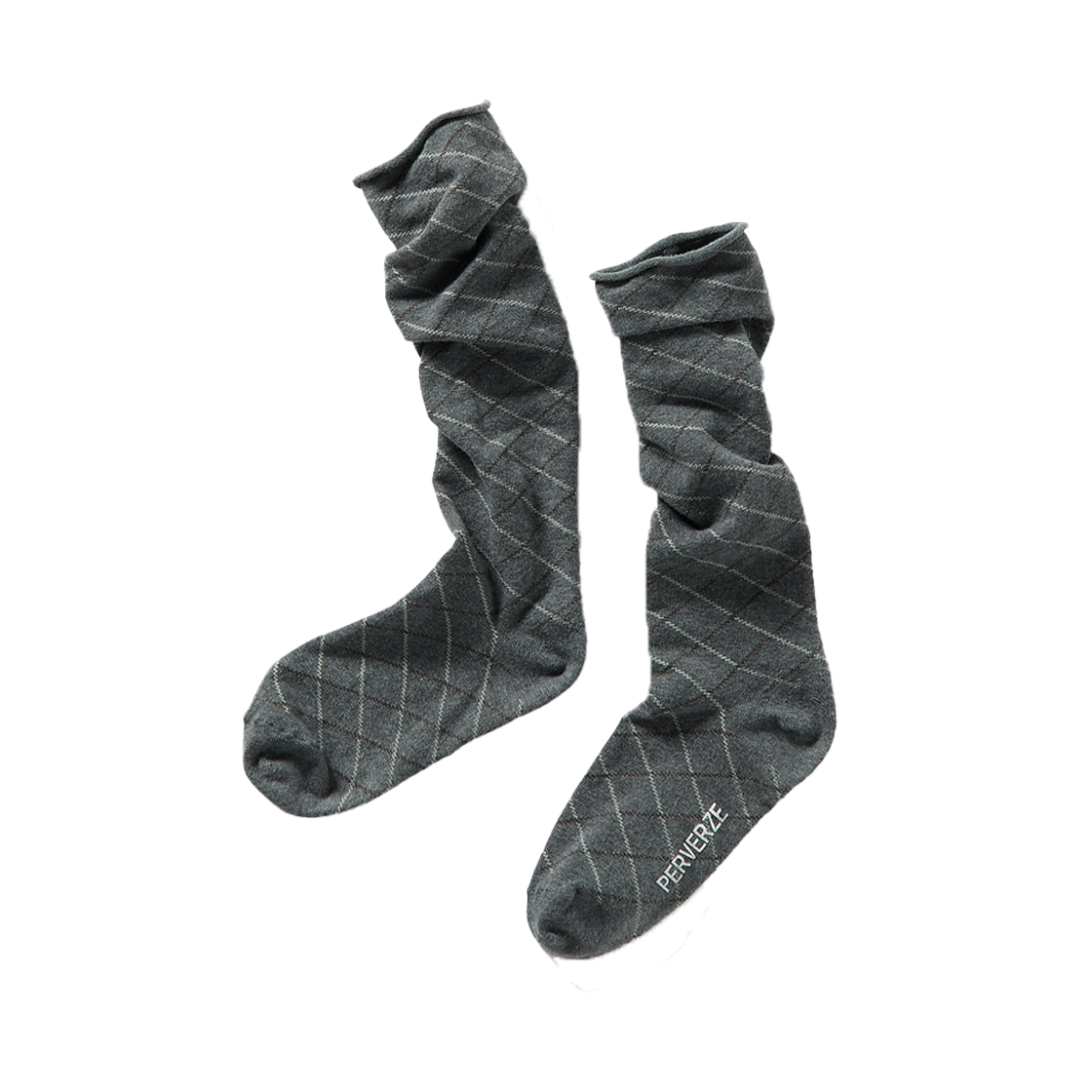 퍼버즈 우먼 바이어스 체크 삭스 그레이 - 25FW(Perverze Women Bias Check Sox Gray - 25FW)