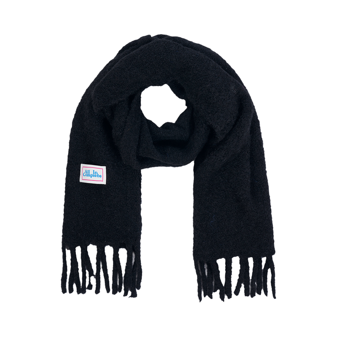 올인컴플리트 부클 태슬 니트 머플러 블랙(Allincomplete Boucle Tassel Knit Muffler Black) - 1