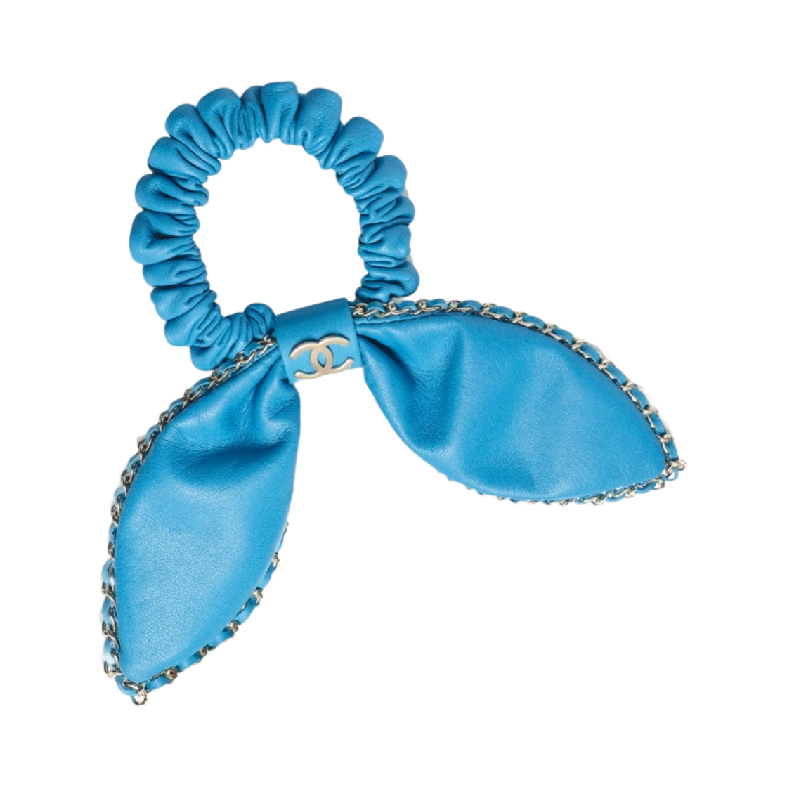 (W) 샤넬 헤어 액세서리 램스킨 & 골드 메탈 블루((W) Chanel Hair Accessory Lambskin & Gold Blue) - 1