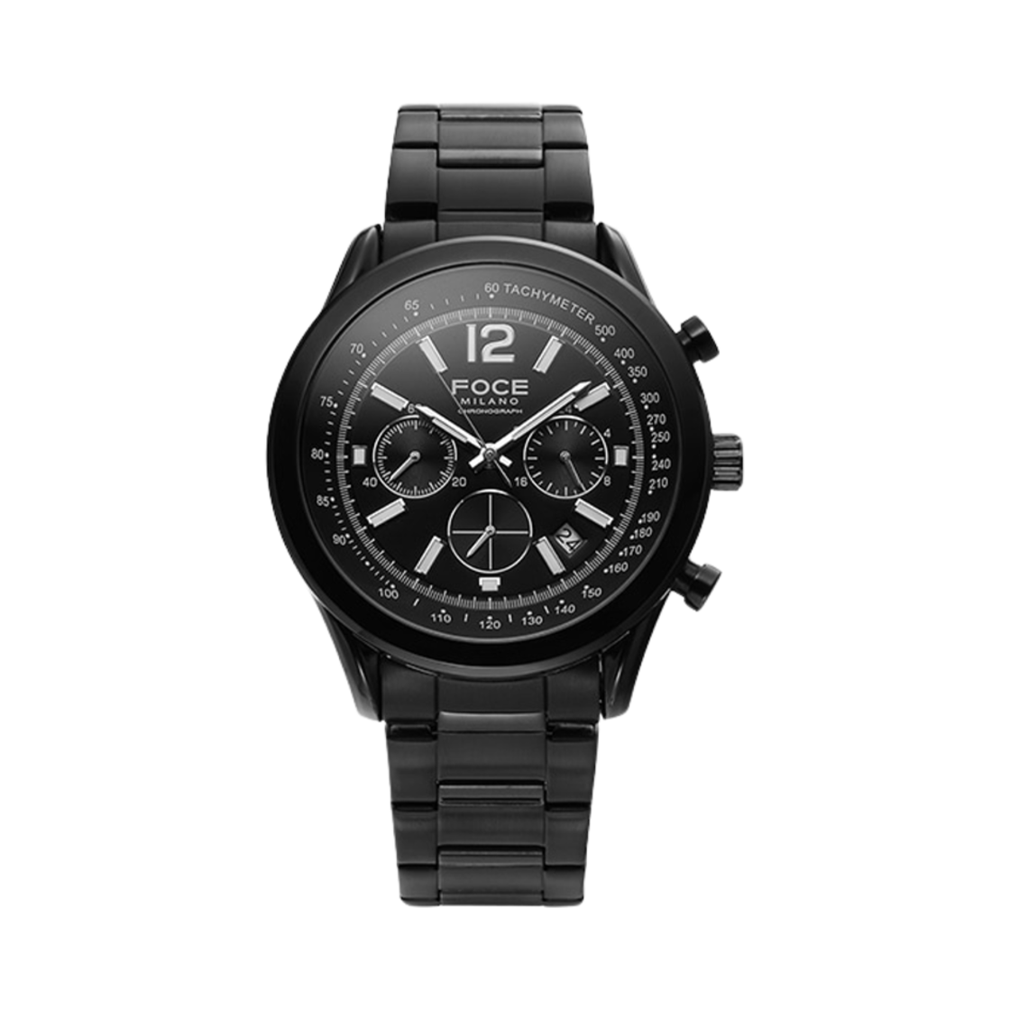포체 45mm 크로노그래프 메탈 워치 블랙(Foce 45mm Chronograph Metal Watch Black)