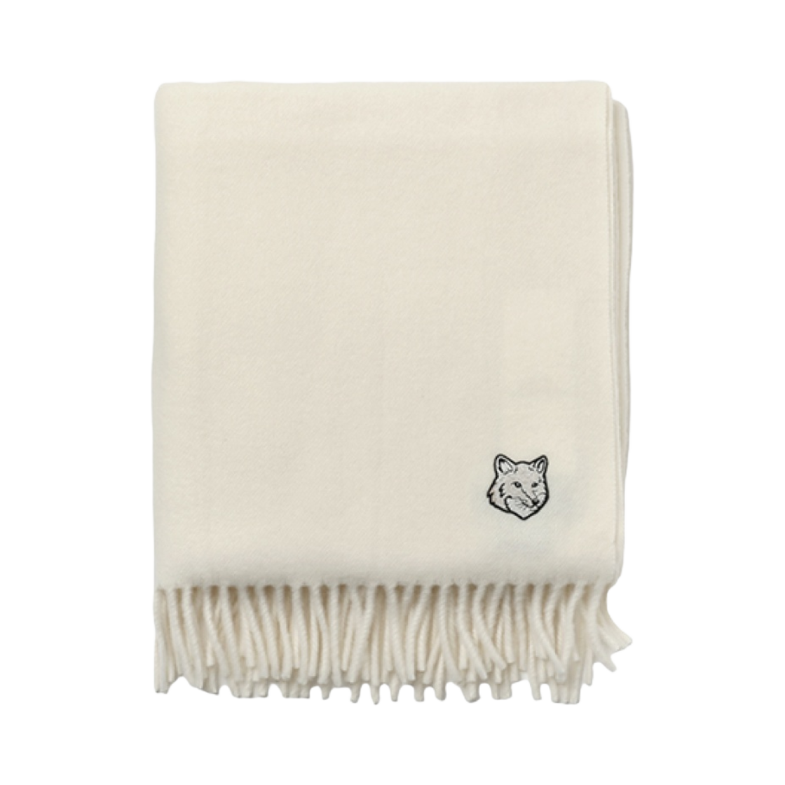 MM06201BT3004-P205 Maison Kitsune Fox Head Virgin Wool Muffler Paper
