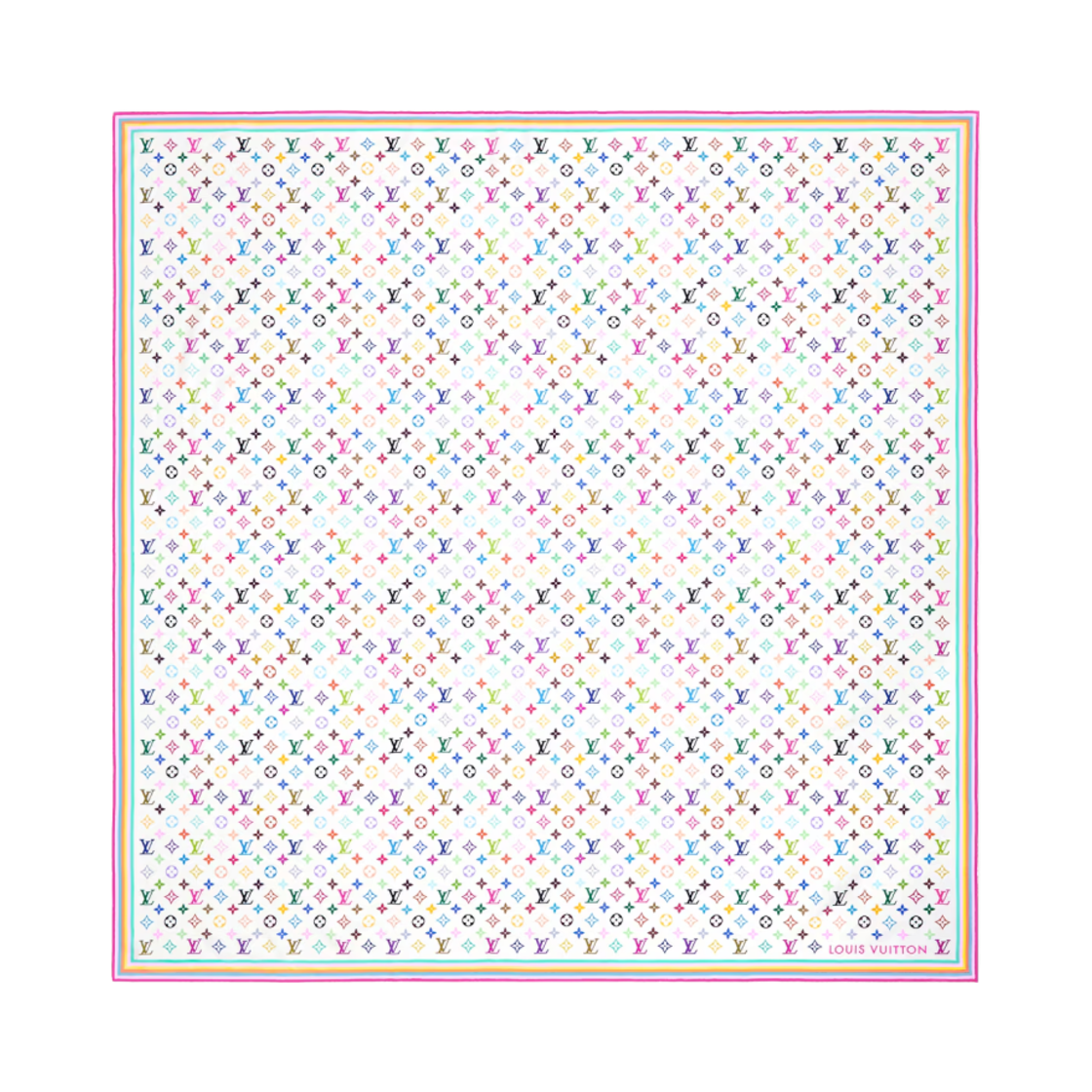 M94974 (W) Louis Vuitton x Murakami Takashi Monogram Multicolor Shawl White