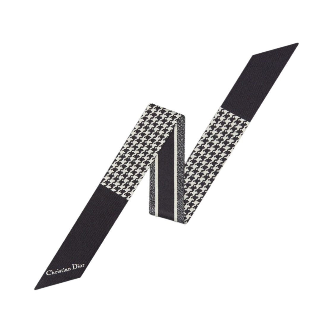 15MON106I601-C089 (W) Dior 30 Montaigne Mitzah Scarf Silk Twill Black White