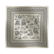 (W) Hermes Tatouages Marins Bandana Shawl 140 Blanc Noir