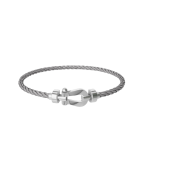Fred Force 10 Steel Cable Bracelet Medium 18K White Gold