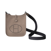 Hermes Evelyne 16 Amazone Bag Clemence & Palladium Etoupe Bleu Indigo