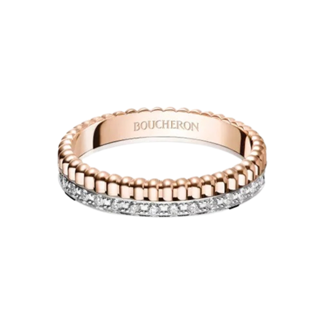 JAL00248 Boucheron Quatre Radiant Edition Wedding Band 18K Pink Gold White Gold Diamond
