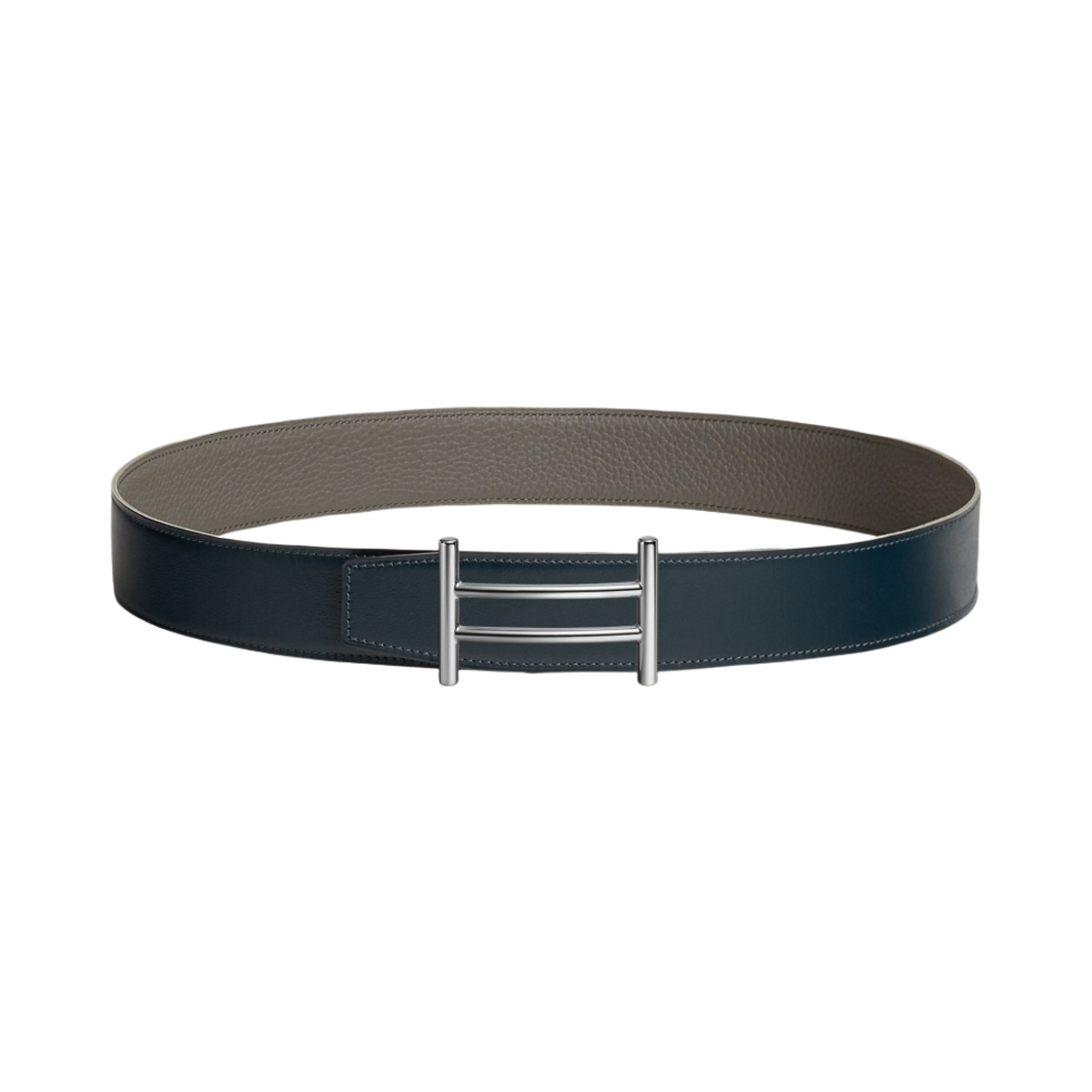 에르메스 라이더 벨트 버클 & 리버서블 가죽 스트랩 38mm & 실버 블루 마린 그리 에땅(Hermes Rider Belt Buckle & Reversible Leather Strap 38mm & Silver Bleu Marine Gris Etain) - 1