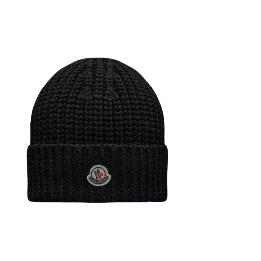 I2-093-3B00048-M1131-999 (W) Moncler Wool Beanie Black - 23FW