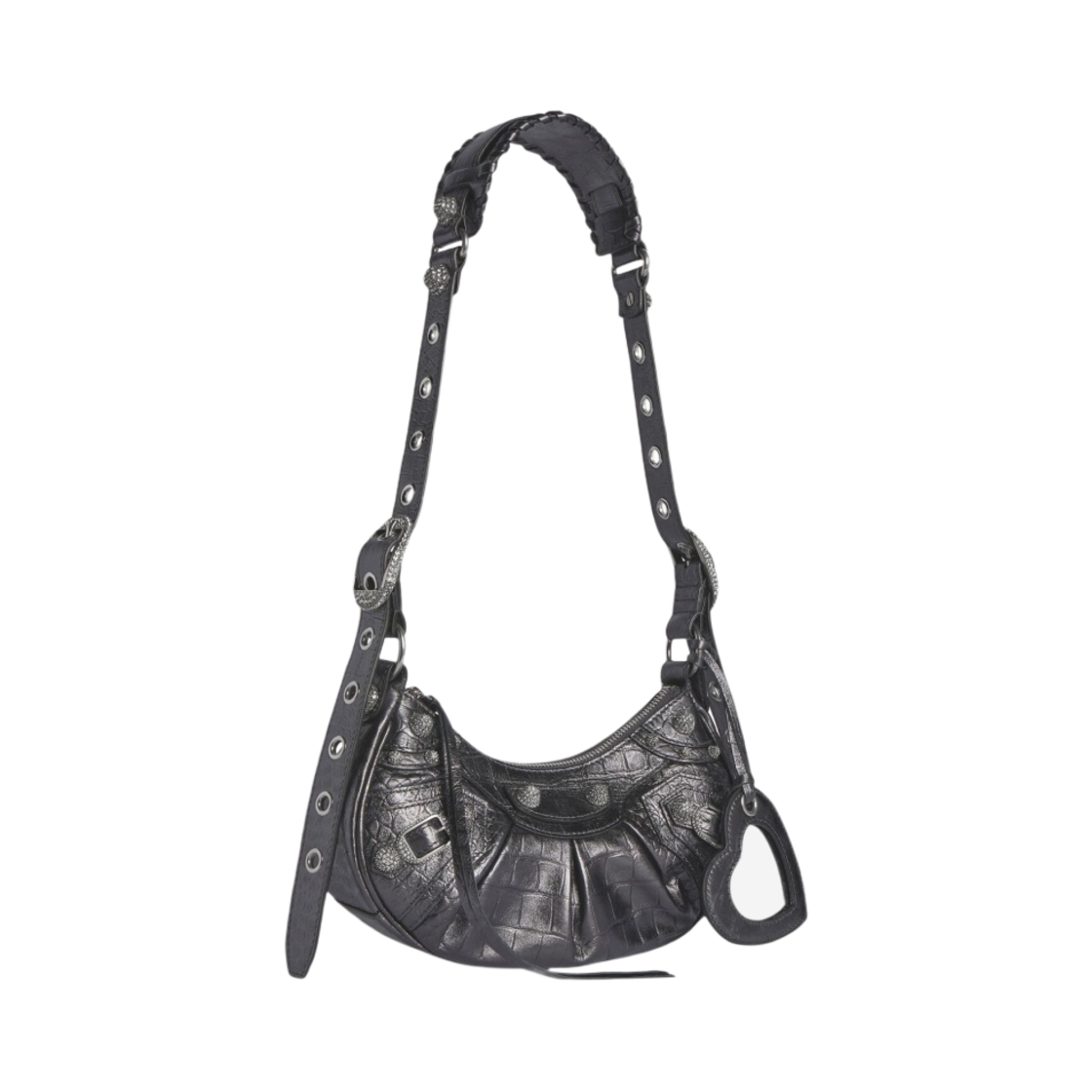 발렌시아가 르 카골 XS 숄더백 크로커다일 엠보스 라인스톤 그레이(Balenciaga Le Cagole XS Shoulder Bag Crocodile Embossed with Rhinestones Grey) - 2