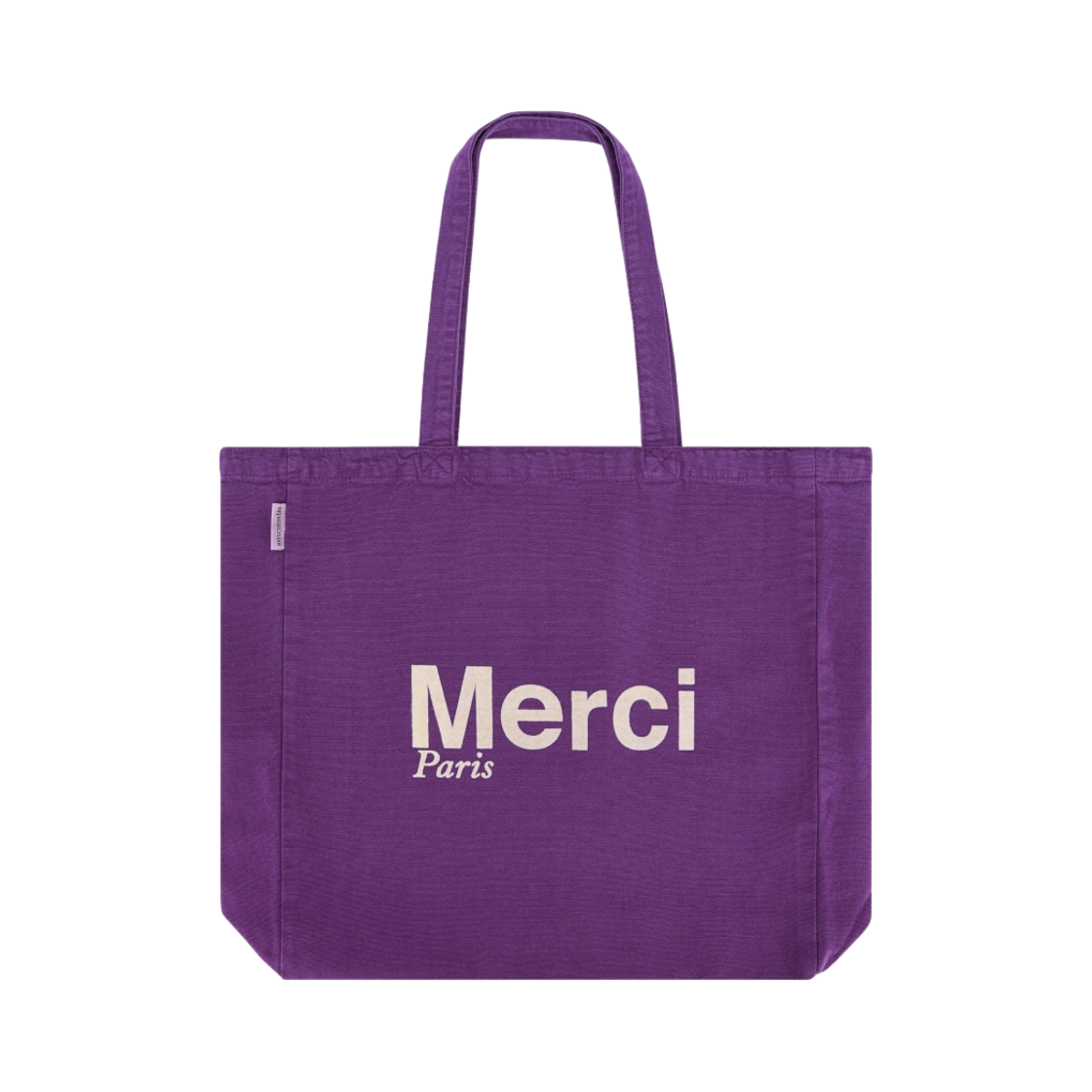 - Merci Cotton Tote Bag Large Purple Ecru