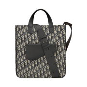 Dior Saddle Shoulder Strap Tote Bag Beige & Black Dior Oblique Jacquard