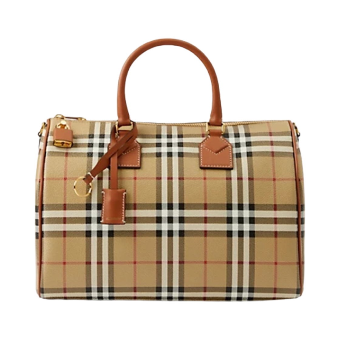 버버리 미디움 체크 볼링백 아카이브 베이지 브라이어 브라운(Burberry Medium Check Bowling Bag Archive Beige Briar Brown) - 1