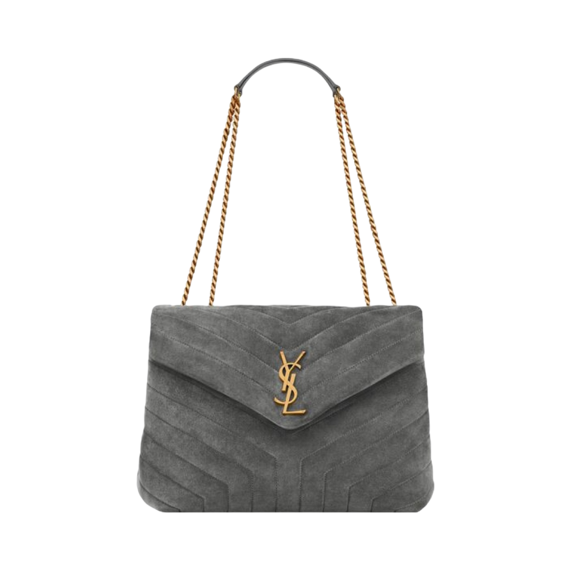 생로랑 루루 미디움 체인 백 Y 퀼티드 스웨이드 스톰(Saint Laurent Loulou Medium Chain Bag In Y-Quilted Suede Storm) - 1