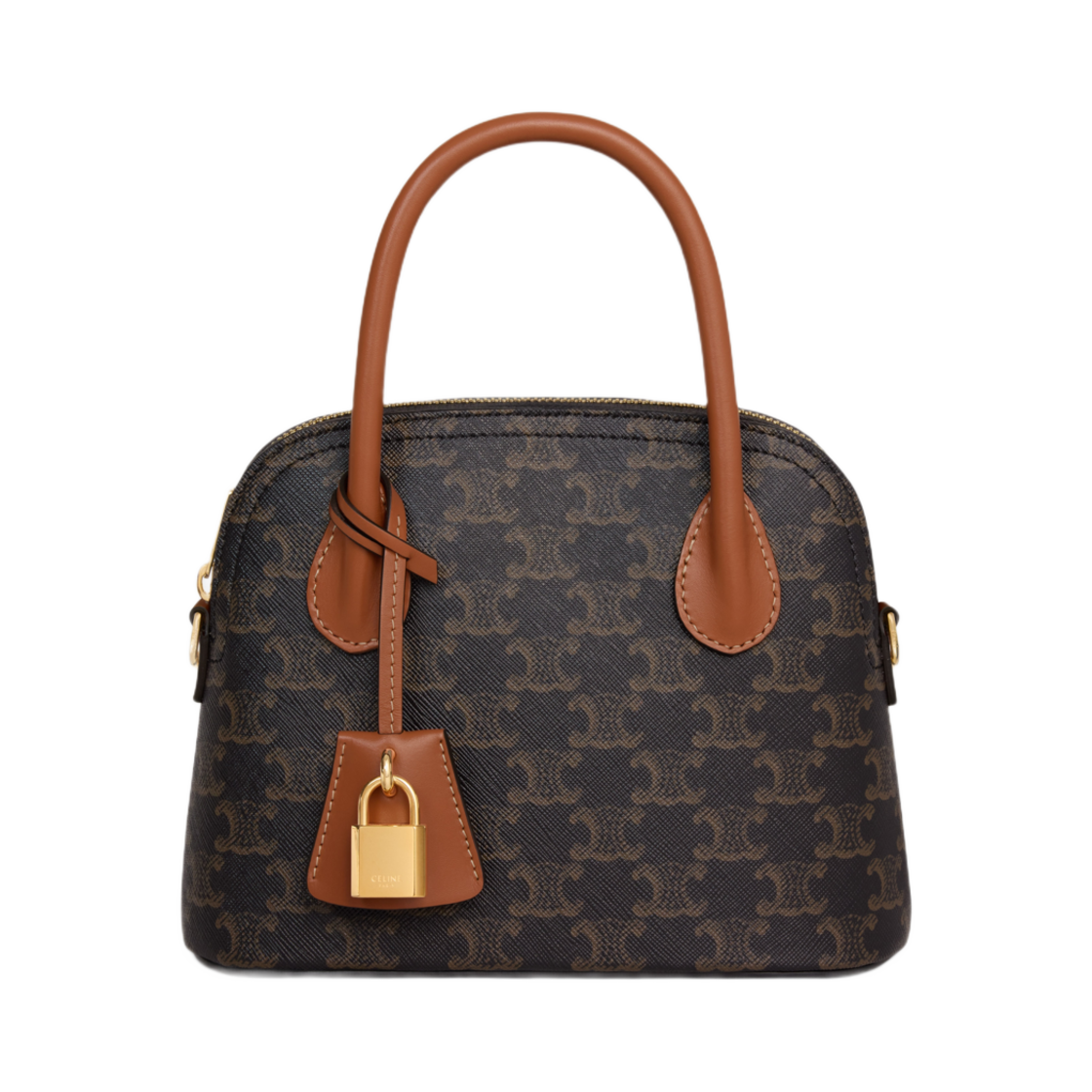 120682DNK-04LU Celine Teen Honorine Bag in Triomphe Canvas and Calfskin Tan