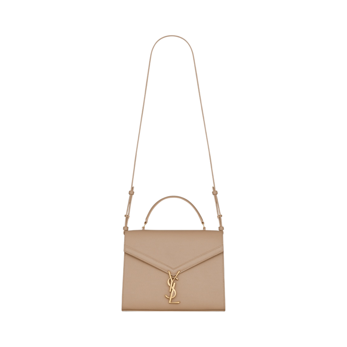 생로랑 그랑 드 뿌드르 엠보스드 레더 카산드라 미디움 탑 핸들백 다크 베이지(Saint Laurent Cassandra Medium Top Handle Bag in Grain de Poudre Embossed Leather Dark Beige) - 1