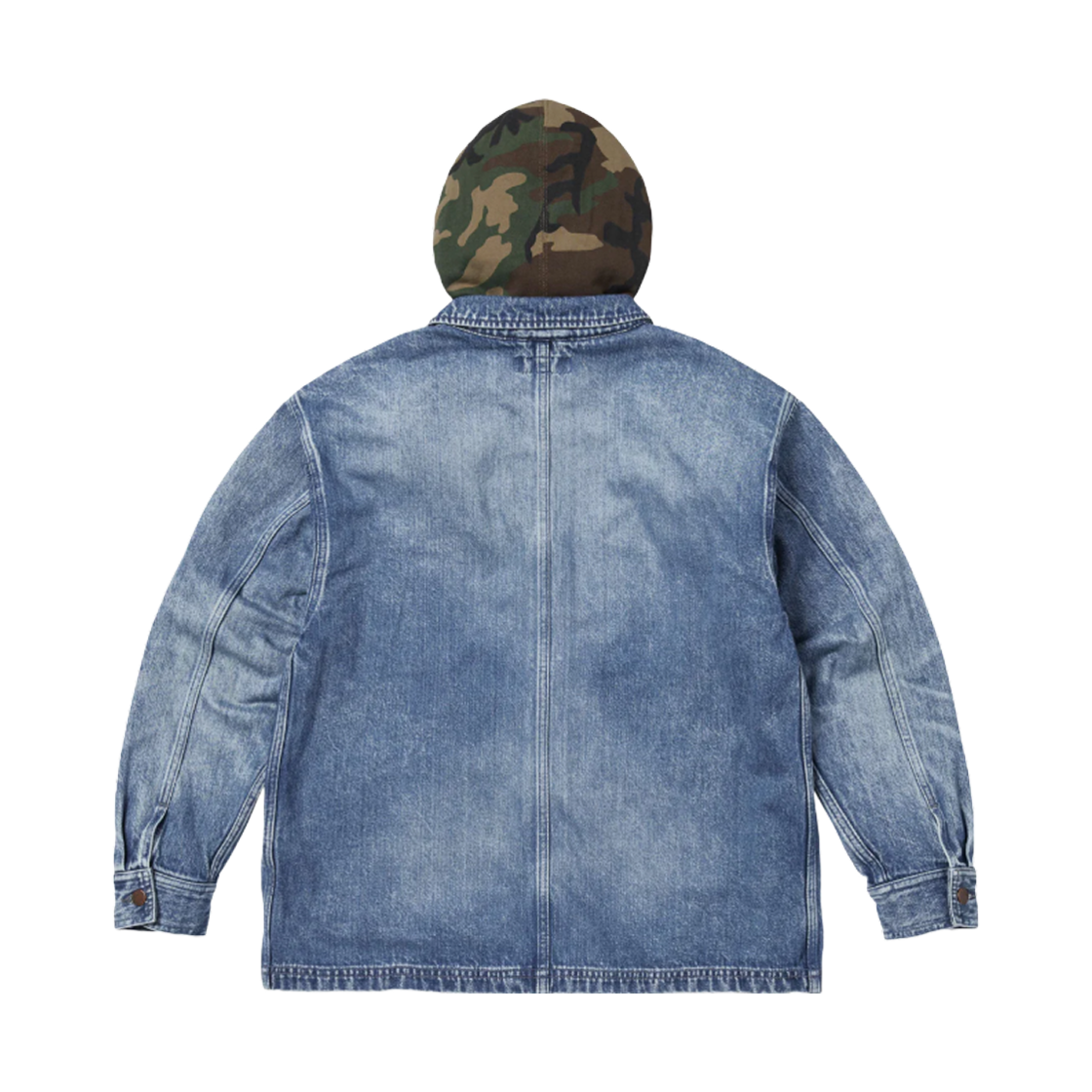 슈프림 원 후드 초어 코트 데님 - 25SS(Supreme Worn Hooded Chore Coat Denim - 25SS) - 2