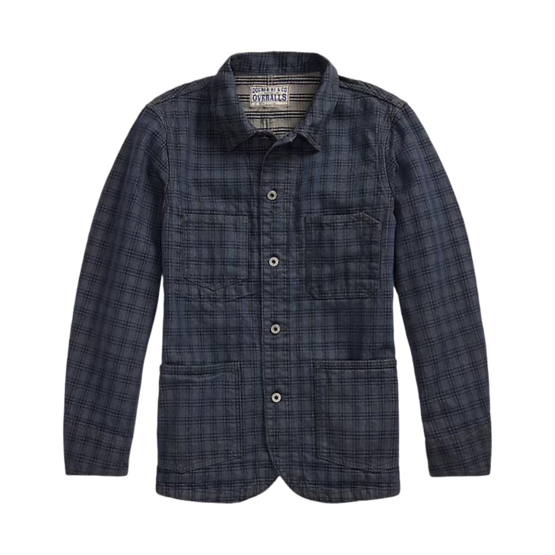 100039869 Double RL Plaid Jacquard Denim Jacket Navy Multi