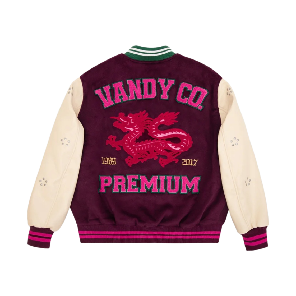 반디 더 핑크 이어 오브 드래곤 바시티 자켓 버건디(Vandy The Pink Year Of Dragon Varsity Jacket Burgundy)